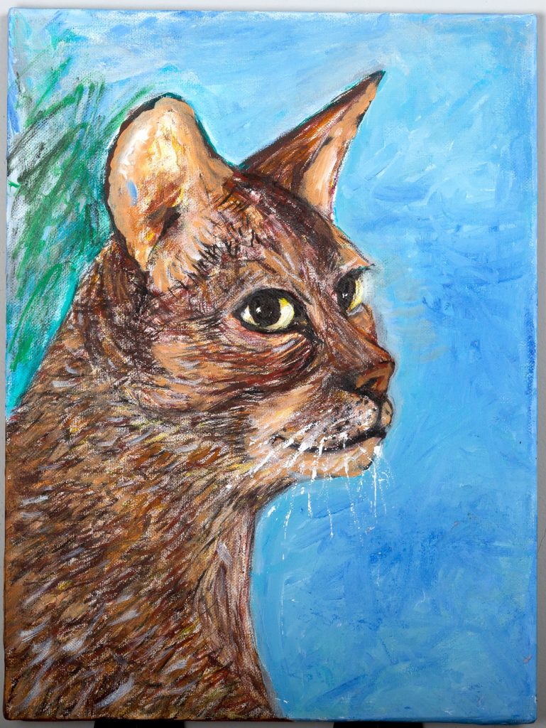 Cat in Blue Light, painting by Ukrainian artist Alvi Siren