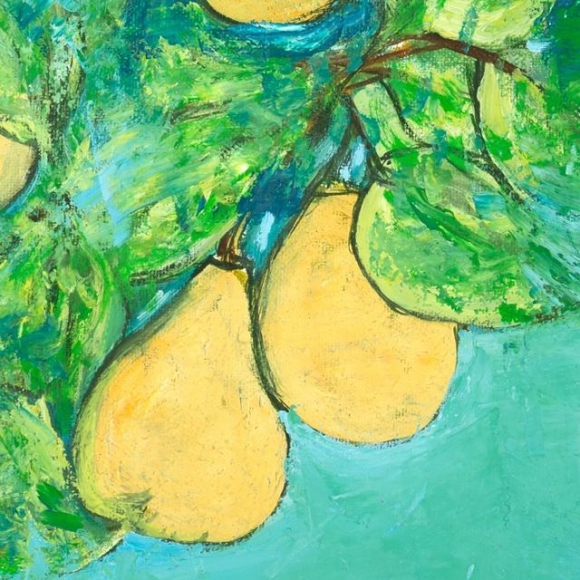 Golden Pear Harmony (Detail View 2), painting by Ukrainian artist Alvi Siren