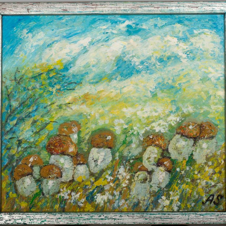 Wild Mushroom Meadow, painting by Ukrainian artist Alvi Siren