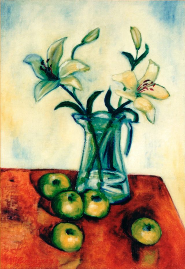 Lilies and Green Apples, painting by Ukrainian artist Alvi Siren