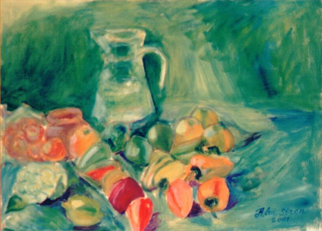 Green Table Reverie, painting by Ukrainian artist Alvi Siren